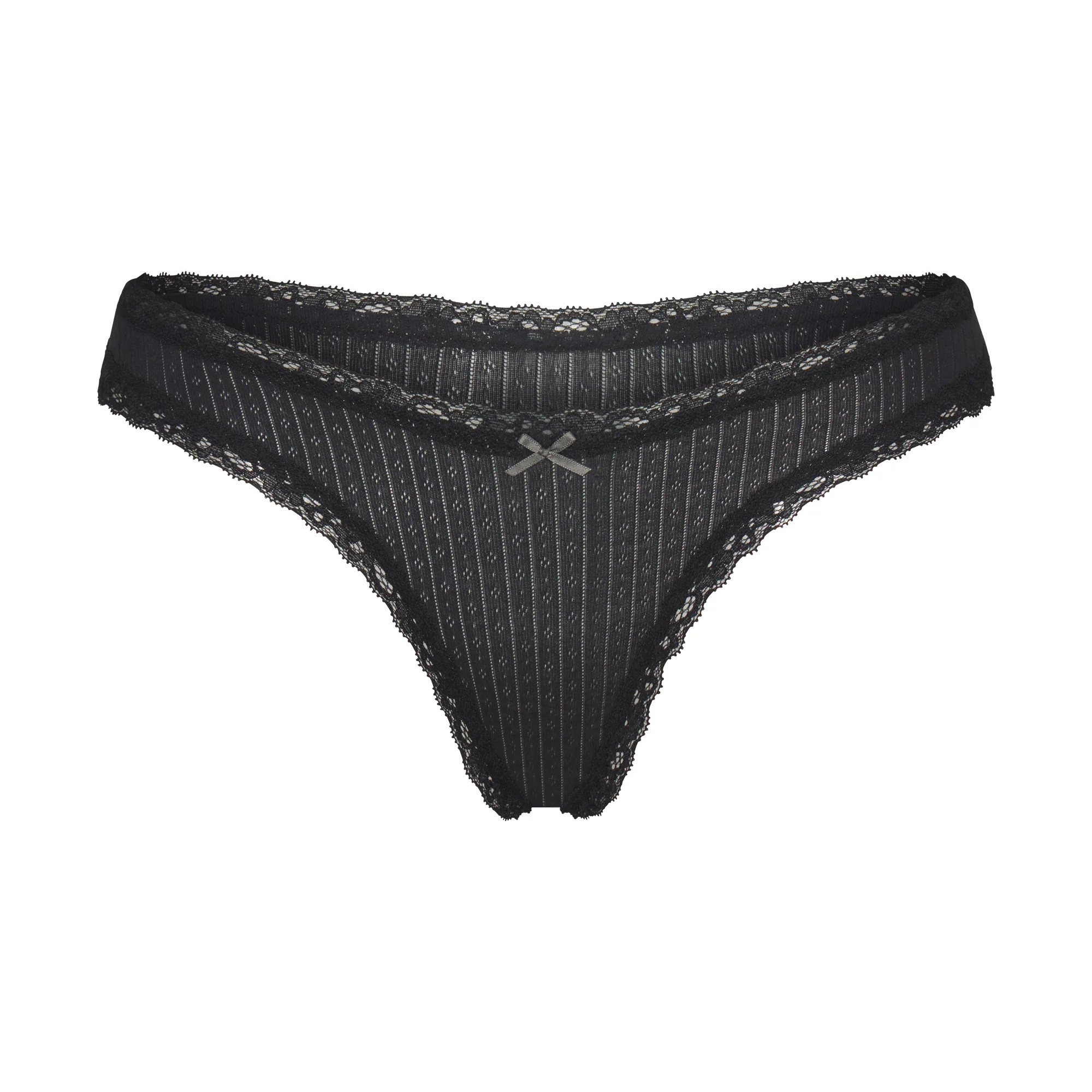 LIGHTWEIGHT COTTON POINTELLE LACE THONG | SOOT TONAL | SKIMS | SKIMS (US)