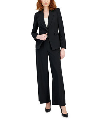 Tahari ASL Women's One-Button Crepe Blazer & Wide-Leg Pants - Macy's | Macy's