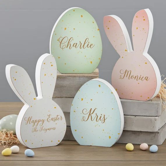 Speckled Personalized Wooden Easter Egg & Bunny Shelf | Etsy | Etsy (US)