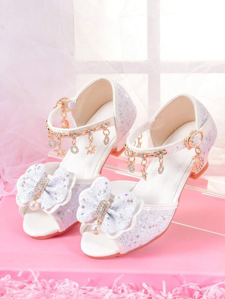 Girls' Fashion High Heel Sandals, Rainbow Glitter Kids Pageant Shoes For Little Girls, Suitable F... | SHEIN