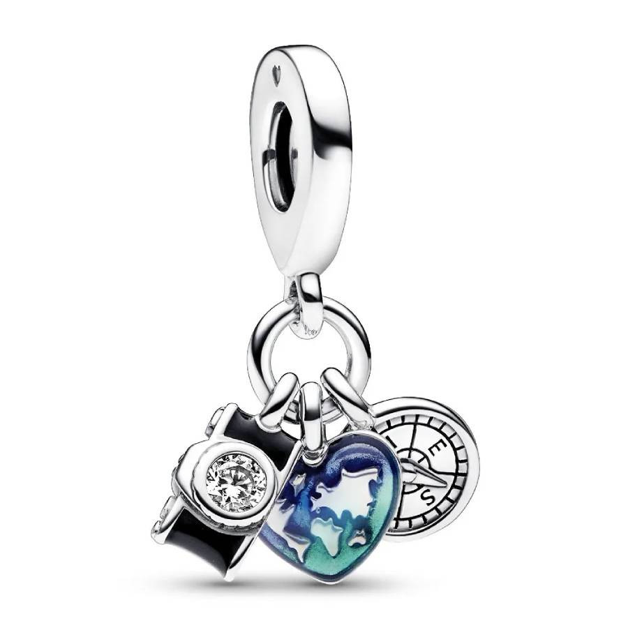 Pandora Camera, Heart & Compass Triple Dangle Charm | Jomashop.com & JomaDeals.com