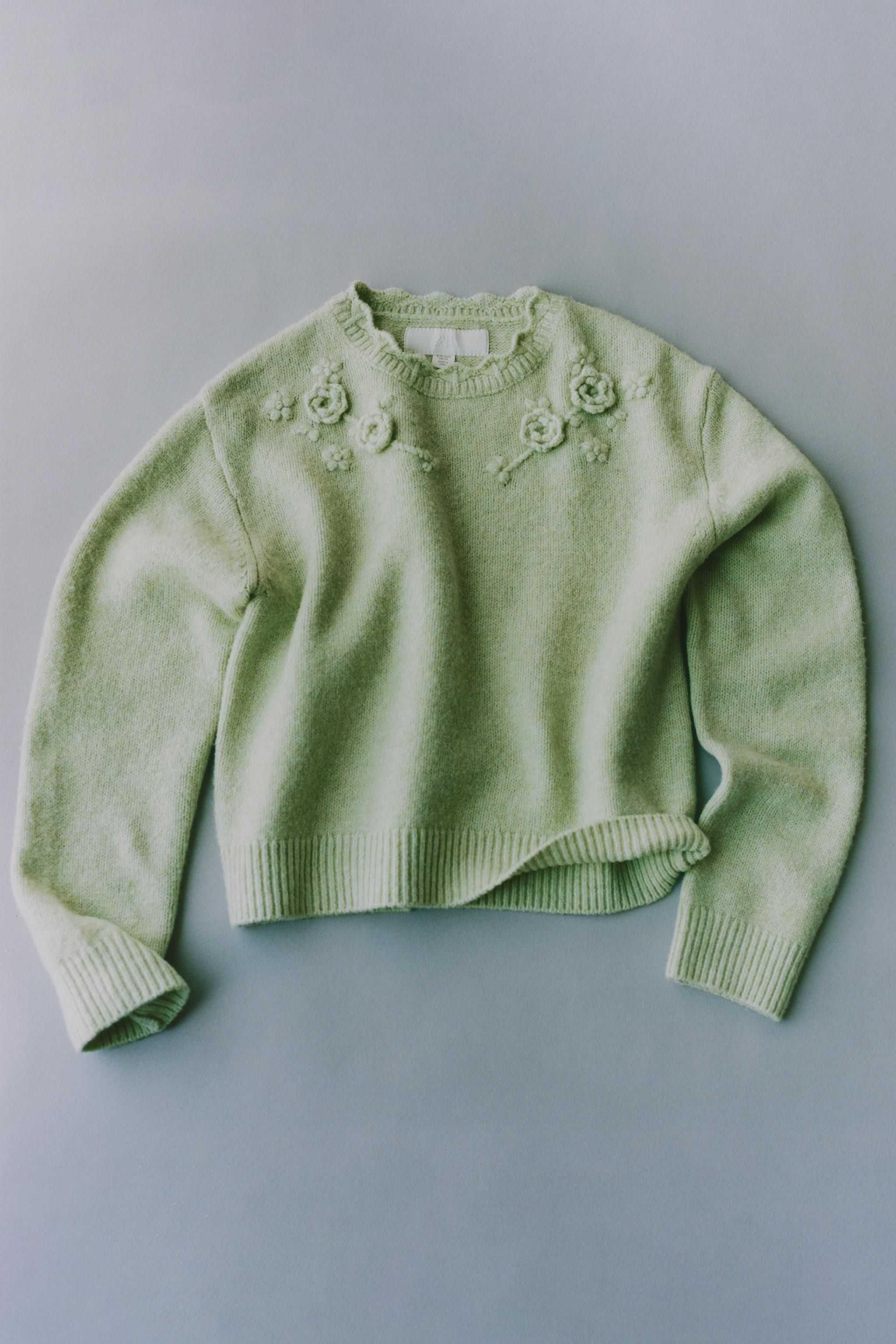 CROCHET FLOWER KNIT SWEATER | Zara US