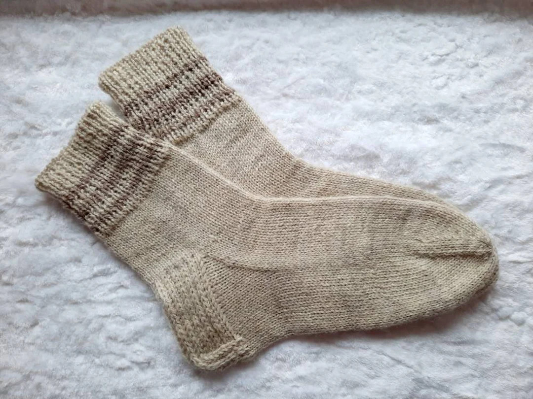 Rustic Hand Knitted Organic Wool Socks - Etsy | Etsy (US)