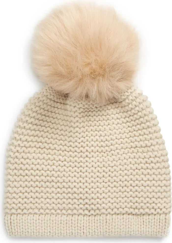 Wool Blend Beanie with Faux Fur Pom | Nordstrom