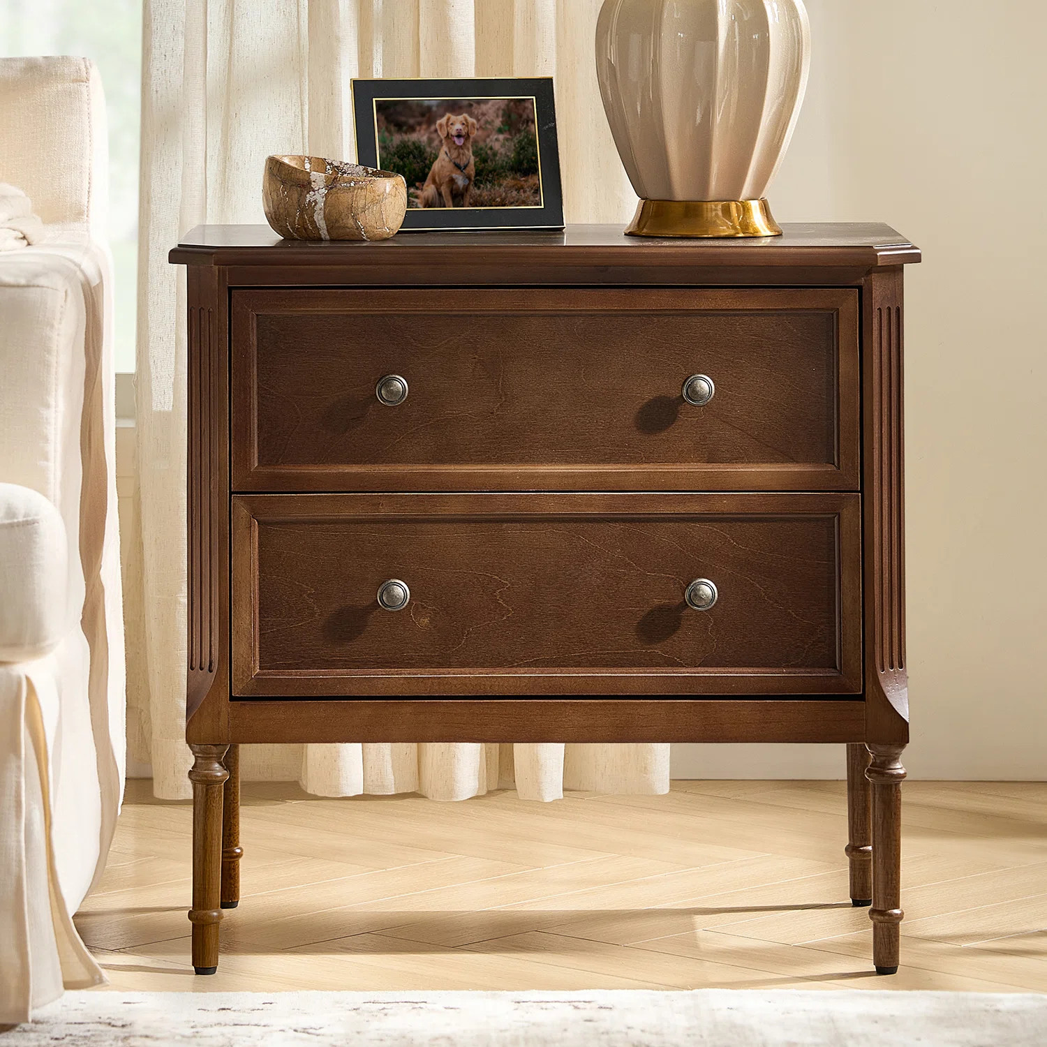 Poston Transitional 28''W 2 Drawer End Table with Charging Station and Simple Assembly | Wayfair North America
