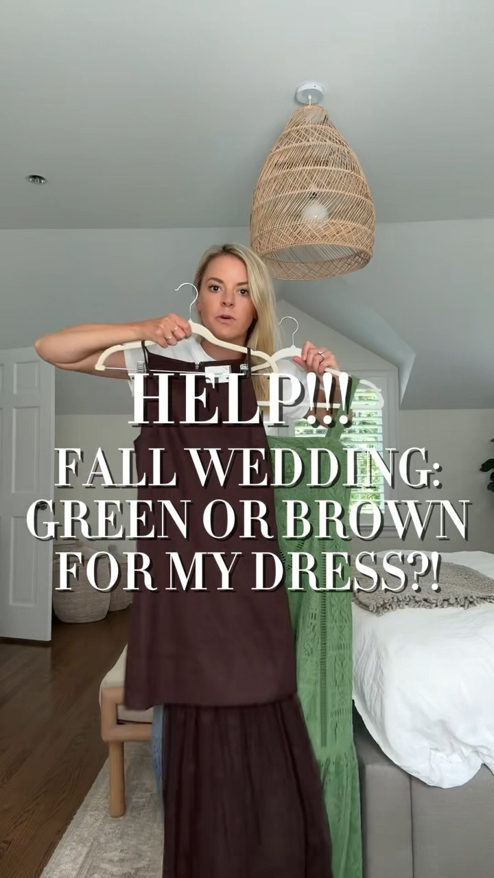 Wedding season isn’t over yet! Found 2 stunning wedding guest options - which would you wear?🤎💚  @tuckernuck is always a go-to when I need a special occasion look, and these did not disappoint! #TuckernuckPartner

Fit Tips: I’m 5’5 and was torn between dress sizes. 
•In the brown, I’m wearing a small in the video and it gives the same drapey look as seen on the model. I also ordered the XS (my smaller size) and I loved the slightly more fitted bodice with the flowy lace bottom.
• In the green dress, I needed the XS. 
• size up in brown jelly heels if between sizes
• strappy nude heels fit tts

#LTKWedding #LTKSeasonal