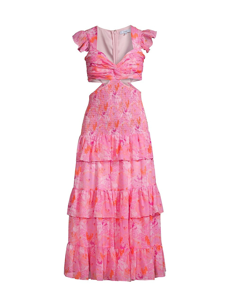 Women's Neely Smocked Cut-Out Midi-Dress - Pink Multi - Size 12 | Saks Fifth Avenue