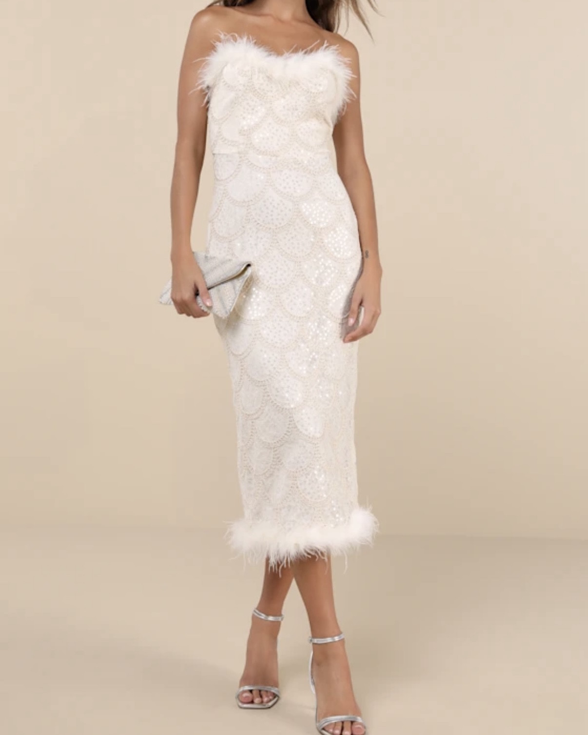 New Lulus White Cream and Silver Bridal Dress 🤍
.
.
Bridal dresses, bachelorette dresses, white dresses, cocktail dresses, party dresses, rehearsal dinner dress, wedding dress, bridal outfits, bachelorette outfits, fun bridal dresses, gatsby dresses, feather dresses, white feathery dress, sequins dresses, cocktail party dresses, going out dresses, holiday dresses, seasonal dress 

#LTKWedding #LTKStyleTip #LTKParties