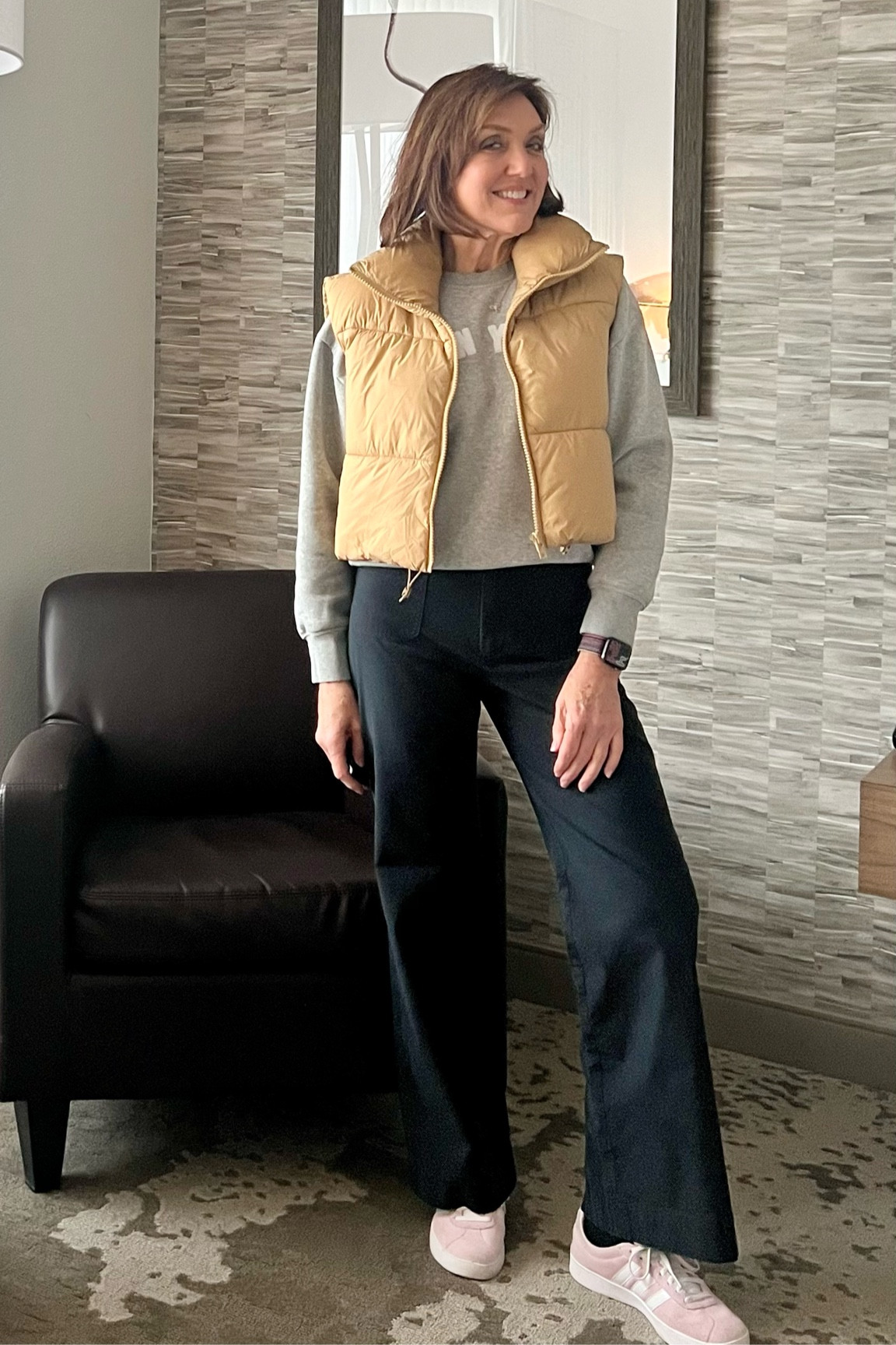 Puffy vest and pink tennis shoes perfect for a Spring Day out!! 

#LTKActive #LTKOver40