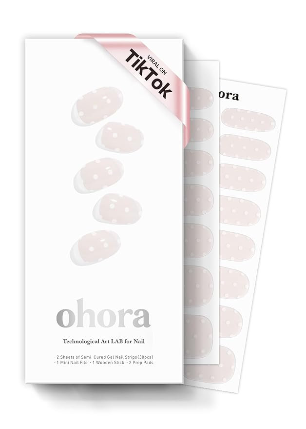 ohora Semi Cured Gel Nail Strips (N Polka Blanc) - Works with Any Nail Lamps, Salon-Quality, Long... | Amazon (US)