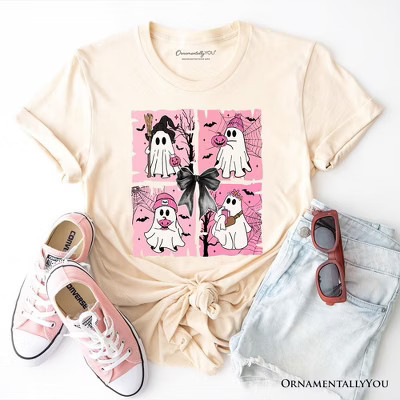 Pink Halloween Ghost T-Shirt, Coquette Spooky Season Tee for Girly Aesthetic Natural S | Target