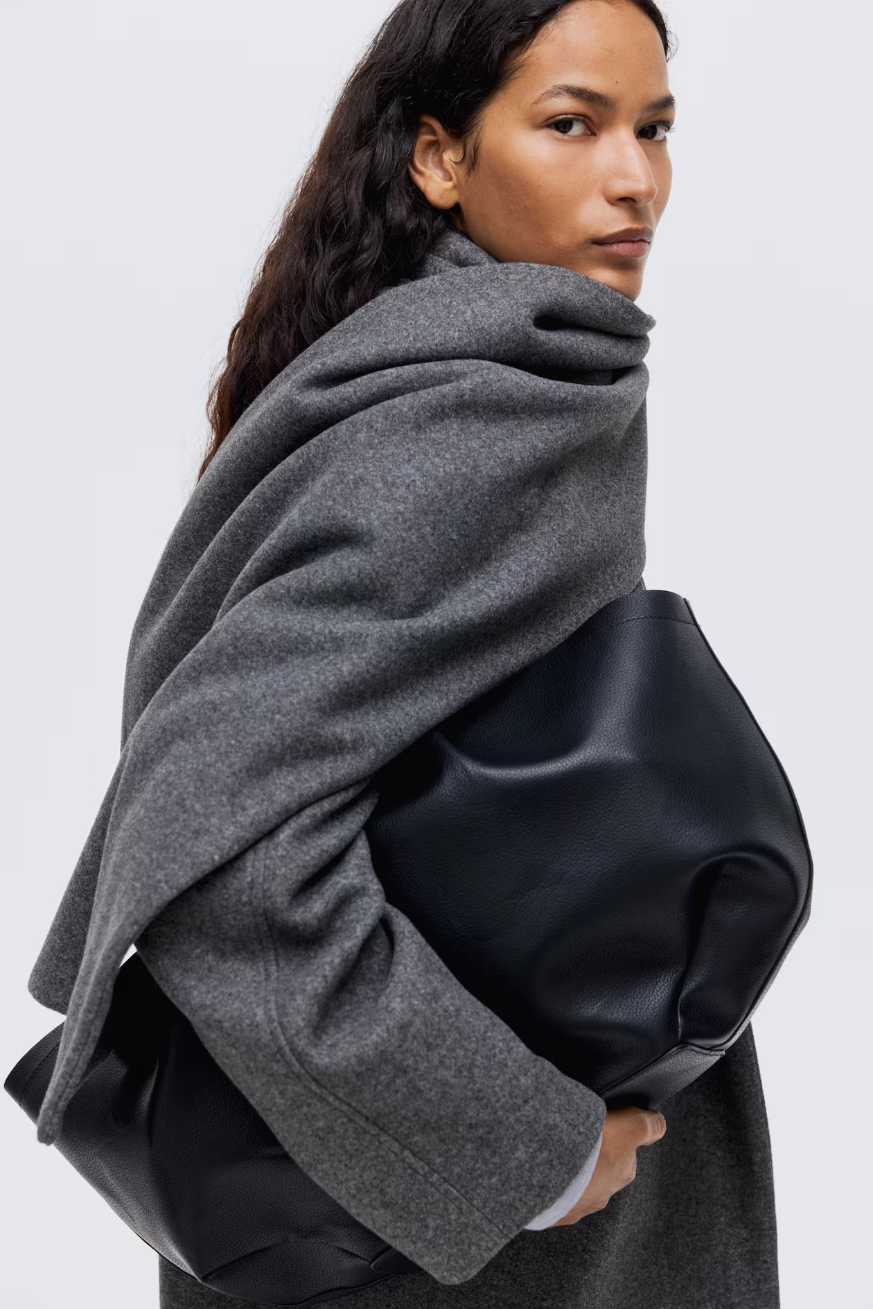 Scarf-Detail Coat - Dark gray melange - Ladies | H&M US | H&M (US + CA)