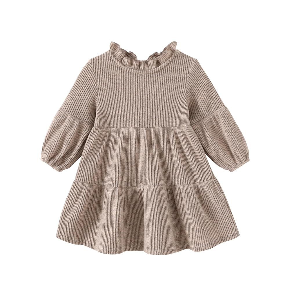 Toddler Kids Baby Girl Dress Lantern Long Sleeve Solid Color Casual Dresses Girls Fall Winter Out... | Amazon (US)