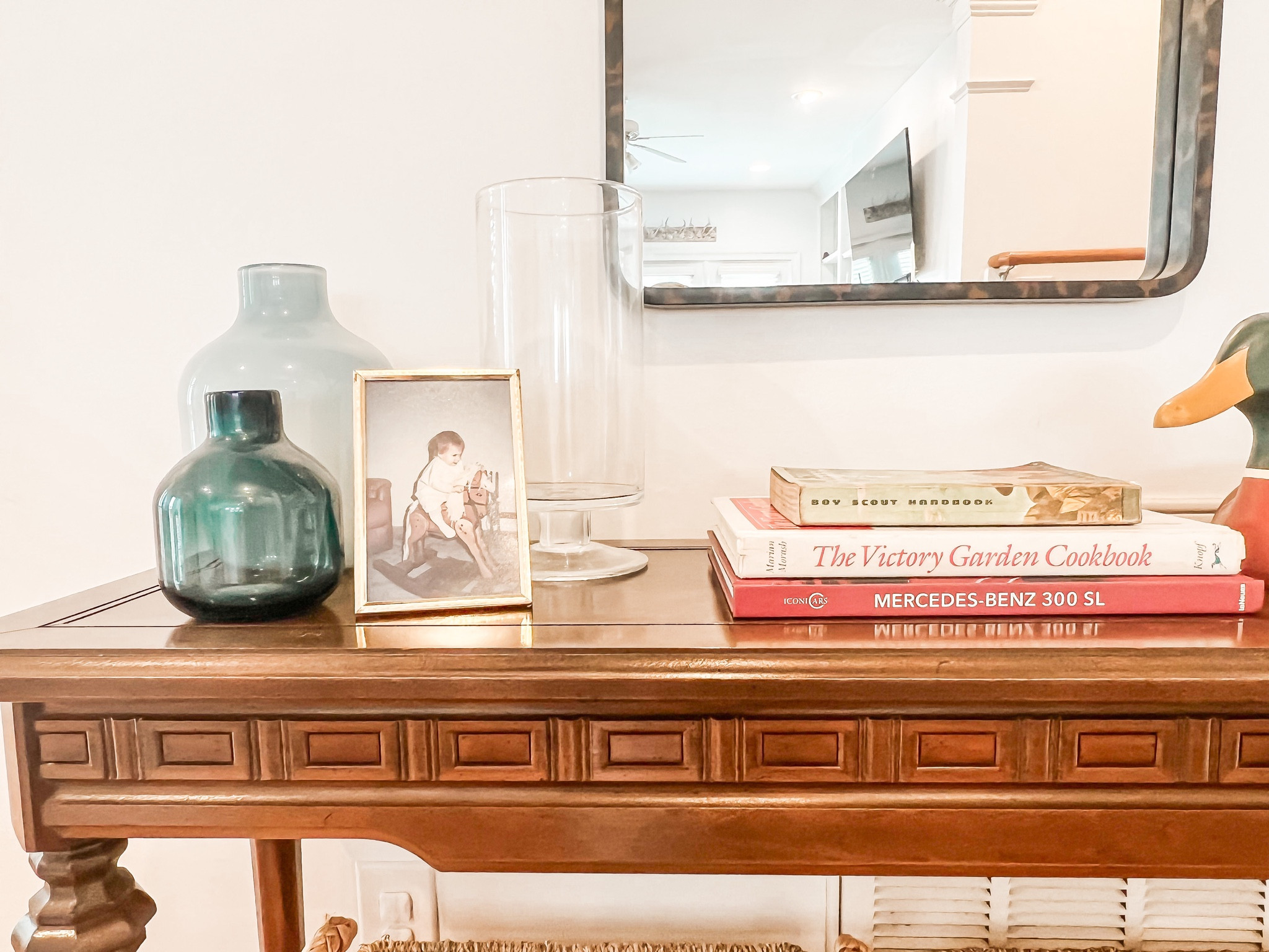 Console Styling, Modern Grand Millennial, Blue Vase, Coffee Table Books, vintage decor 

#LTKhome #LTKFind #LTKSeasonal