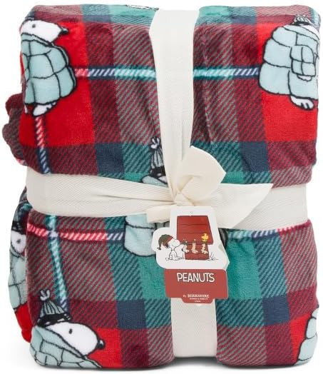 Berkshire Blanket & Home Co Peanuts Winter Blanket, Polyester (Plaid Puffer Snoopy, Full/Queen) | Amazon (US)