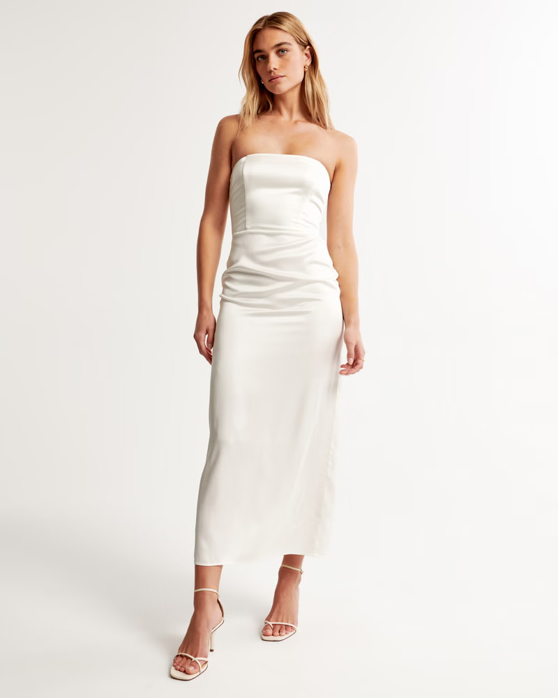 Strapless Satin Maxi Dress | Abercrombie & Fitch (US)