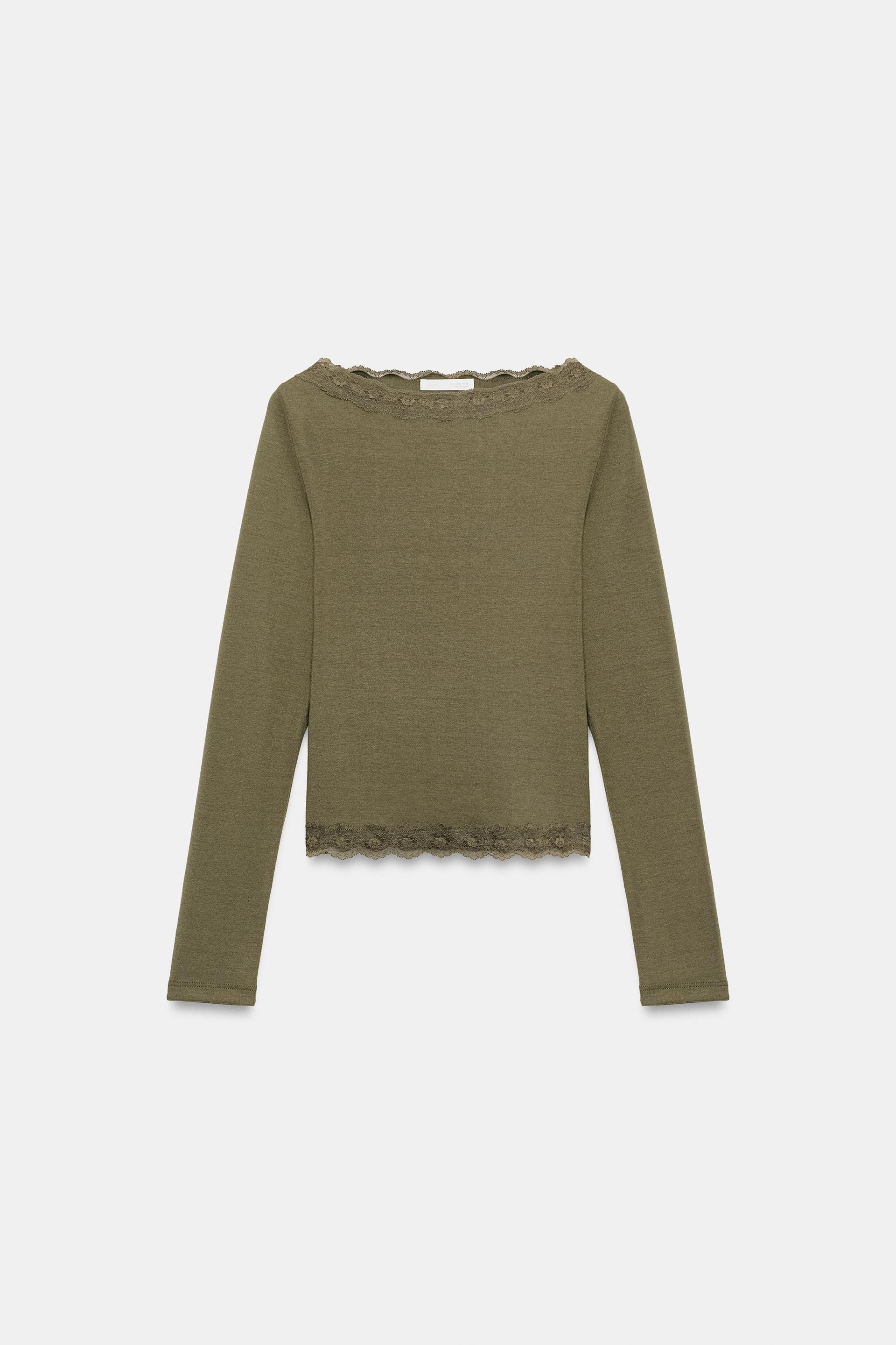 LACE BOATNECK TOP | Zara US
