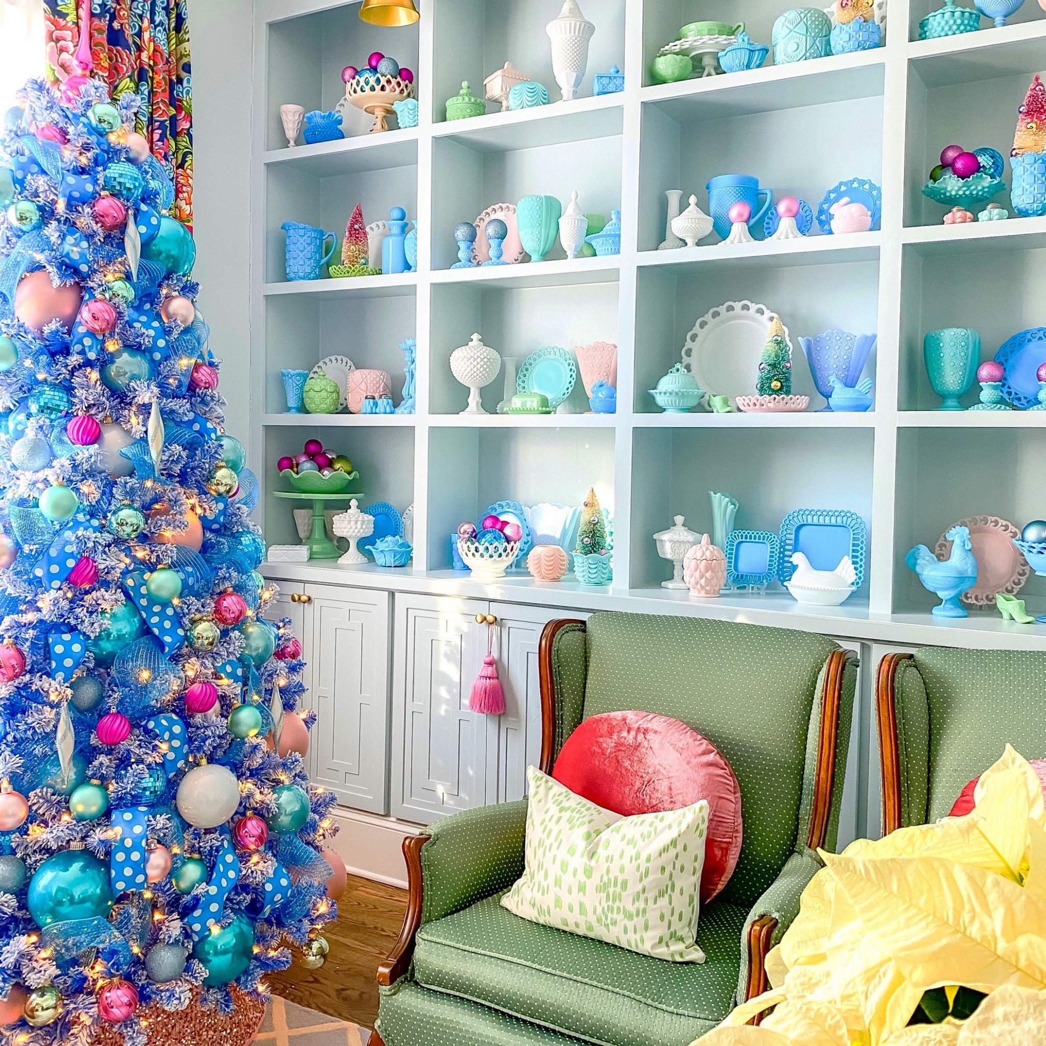 Blue Christmas tree and some of my favorite milk glass pieces! 💙💖

#LTKhome #LTKSeasonal #LTKHoliday