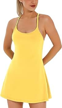 Womens Tennis Dress, Workout Dress with Built-in Bra & Shorts Pockets Exercise Dress for Golf Ath... | Amazon (US)