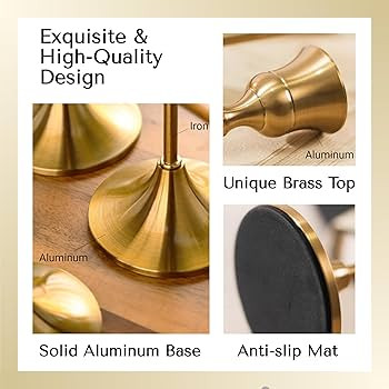 Brass Gold Candlestick Holders Set of 6, Taper Candle Holder for Candlesticks, Antique Vintage Ca... | Amazon (US)