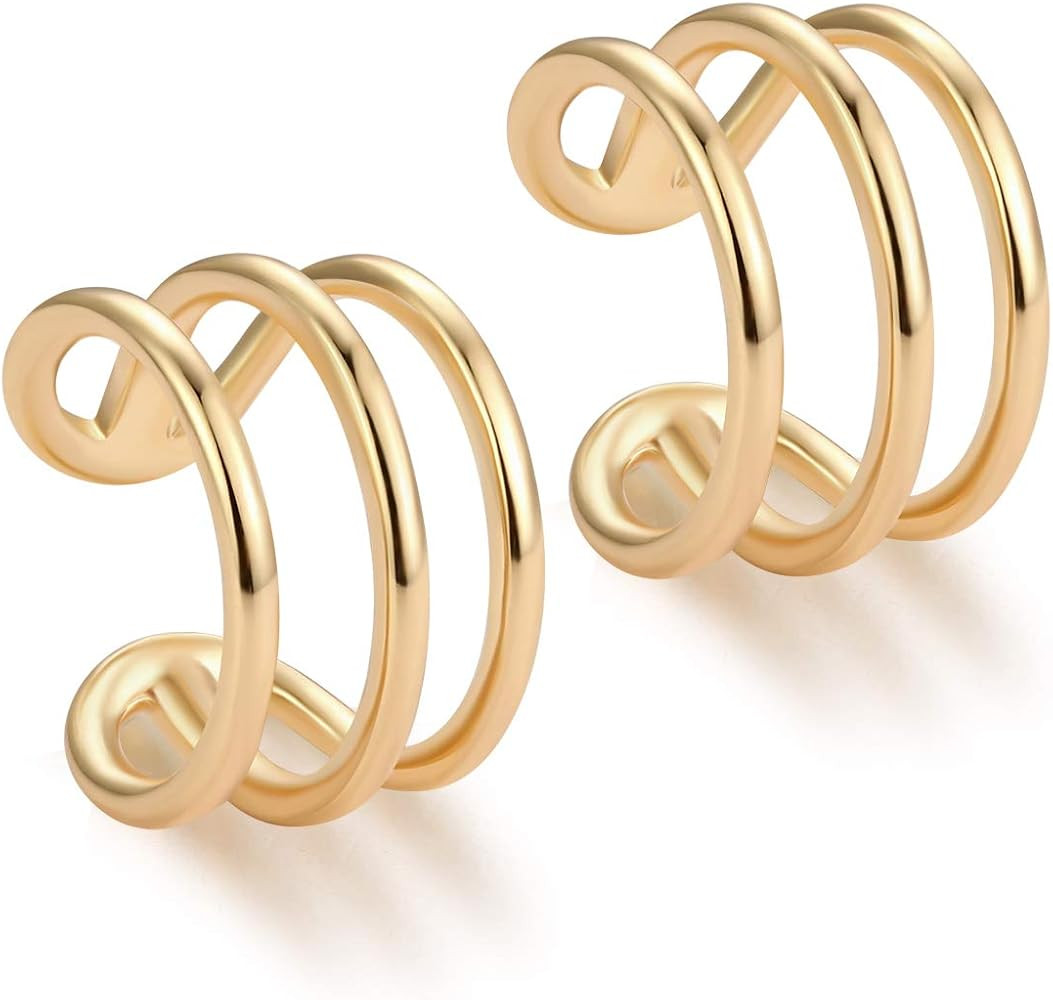 MYEARS Women Ear Cuff Earring Gold Non Pierced Ear Cartilage Clip on Wrap Hoop 14K Gold Filled Ti... | Amazon (US)