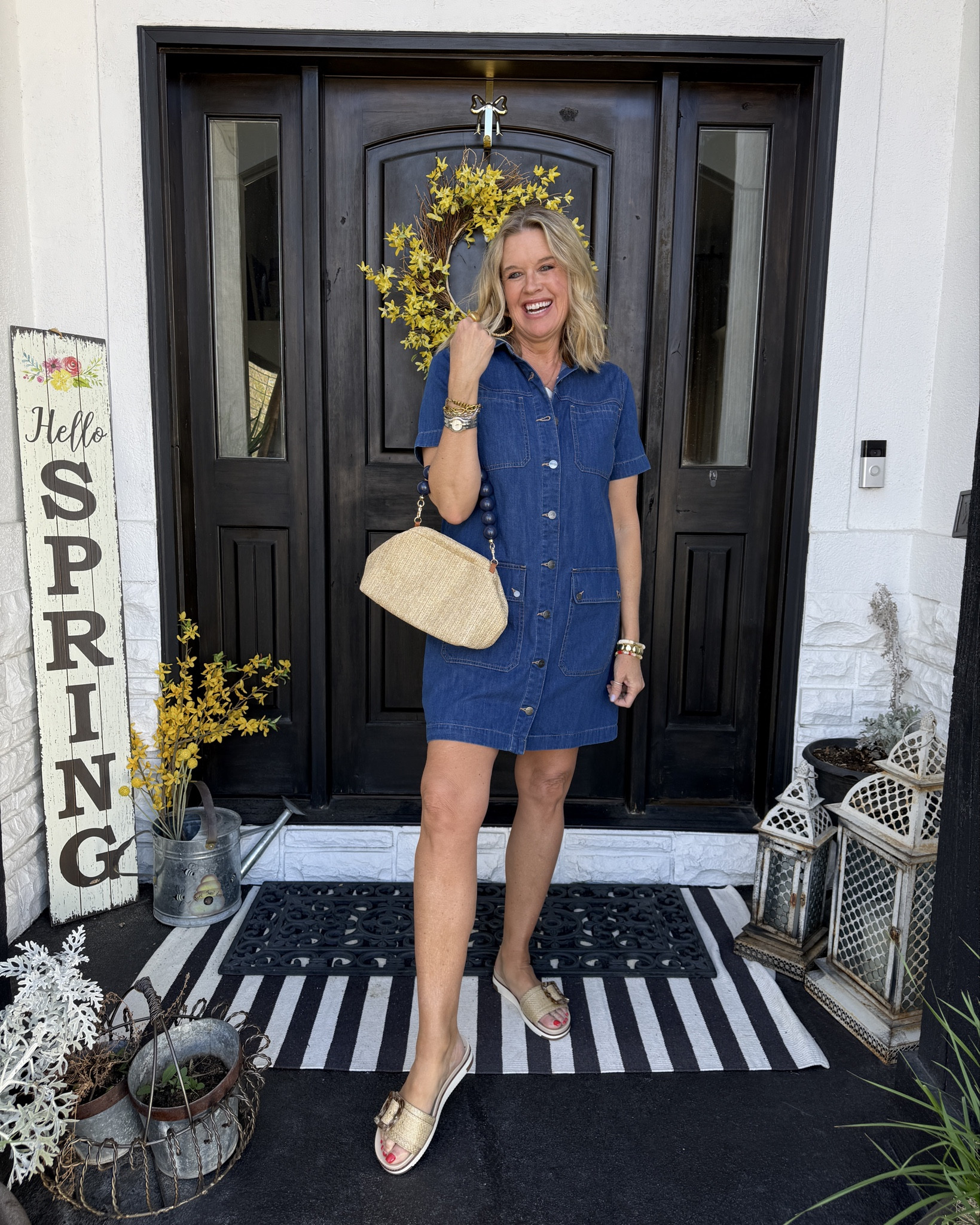 Drenim lovers💙

The denim dress you won’t stop wearing!  NYDJ did it.. designed the perfect and flattering denim dress you can wear on vacation, style it country with boots and a hat and wear it to lunch with the girls.

Fits tts and so flattering 
Styled it with 
Ratten/straw bag with removable handle

Sam Edelman platform slides with a buckle  

Natural Beaded hoops 

For that fun vacation /summer vibe 



#LTKootd #LTKgrwm #LTKOver40