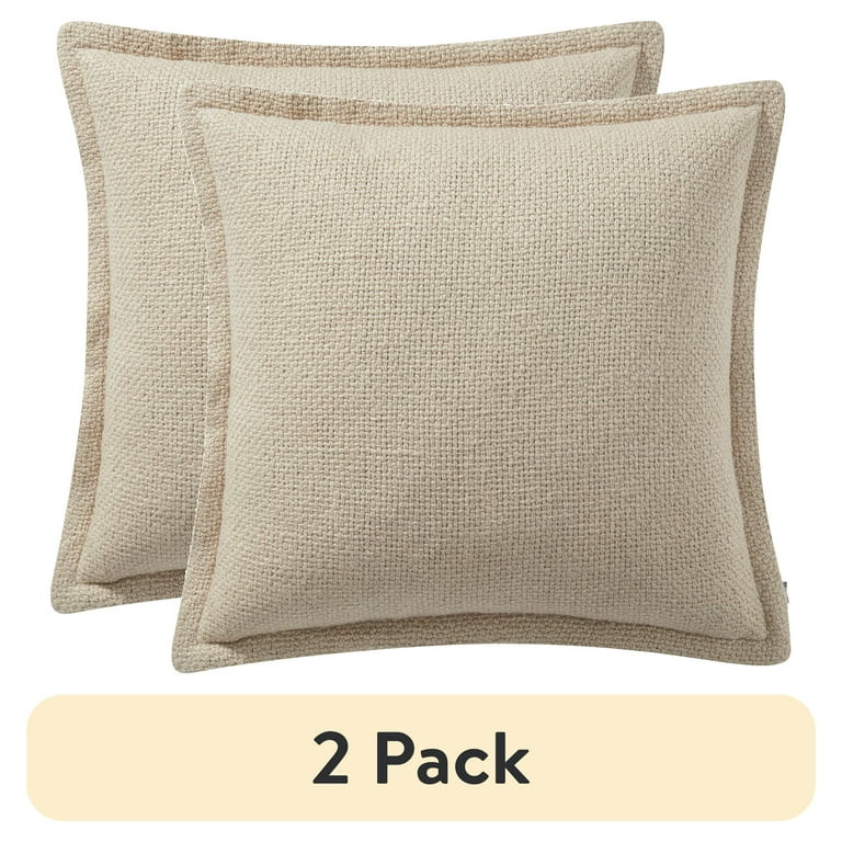(2 pack) My Texas House 20" x 20" Andie Reversible Solid Taupe Cotton Decorative Pillow | Walmart (US)