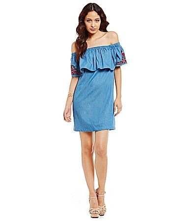 Sugarlips Denim Off-the-Shoulder Dress | Dillards Inc.