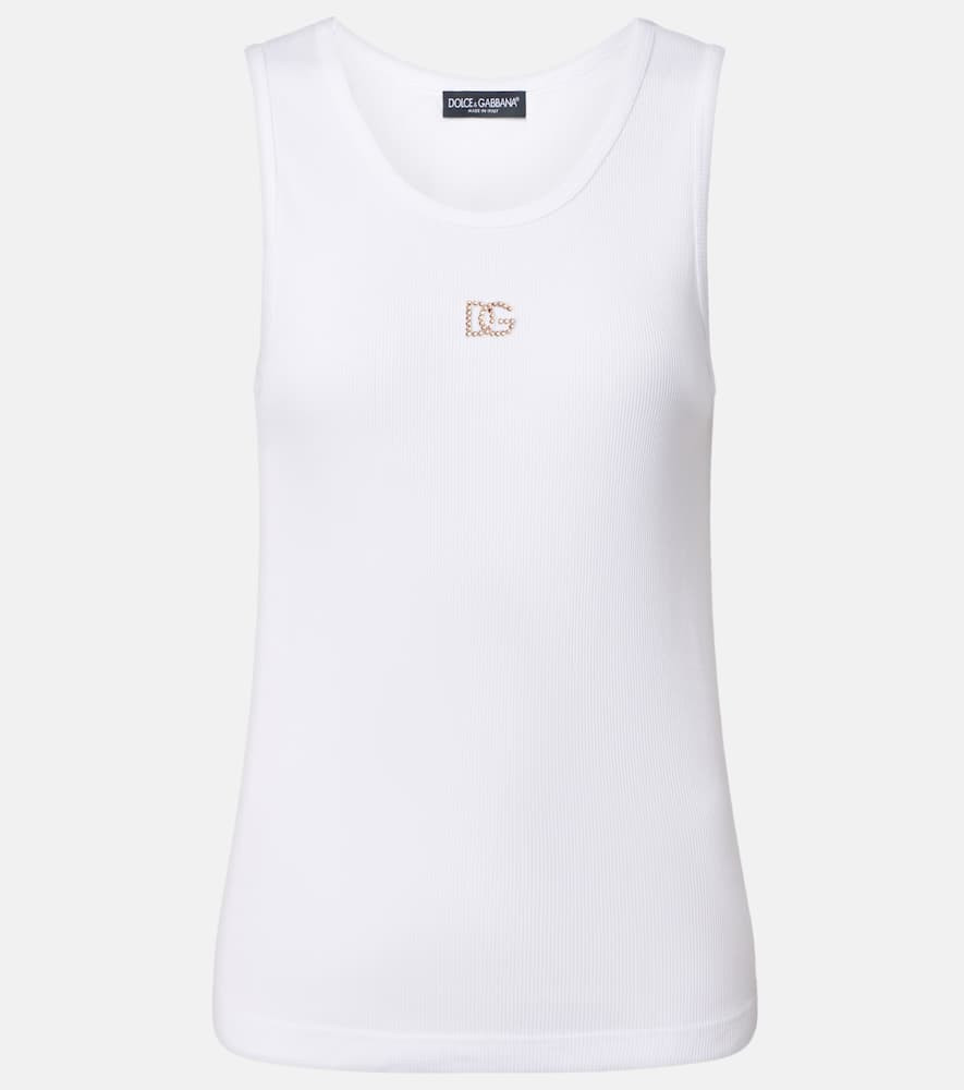 Dolce&Gabbana DG embellished ribbed-knit cotton tank top | Mytheresa (US/CA)