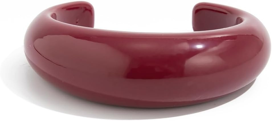 Burgundy Resin Cuff Bracelet for Women, Chunky Glossy Open Bangle Bracelet, Minimalist Statement Bracelet, Vintage Fashion Jewelry | Amazon (US)