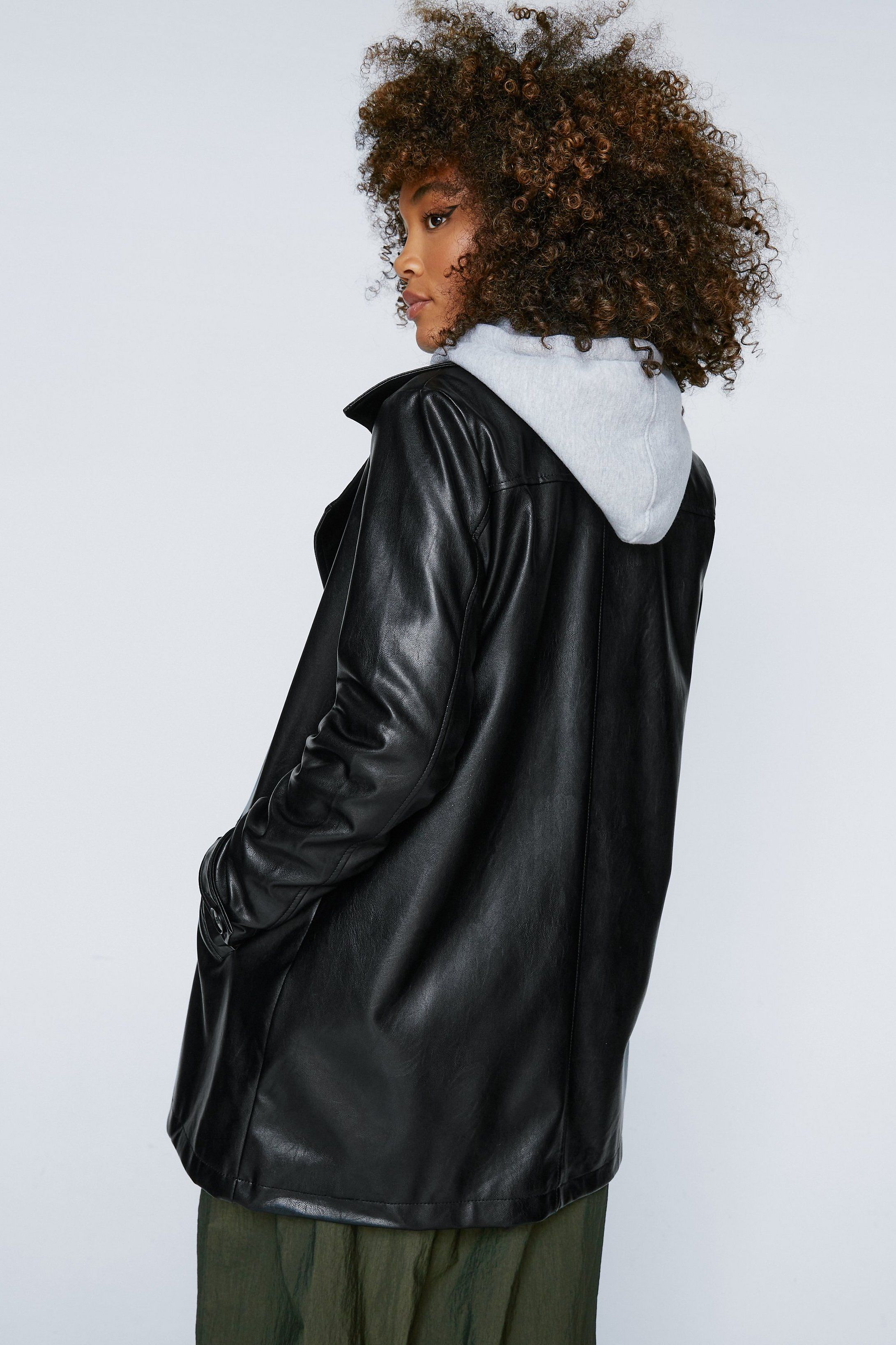 We're Leather Late Faux Leather Longline Jacket | NastyGal (US & CA)