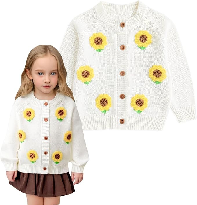 Simplee kids Baby Sweater Toddler Girls Cardigan Sweater Embroidered Strawberry Knit Sweater | Amazon (US)