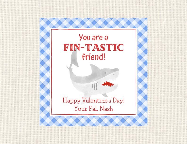 Valentine tags or stickers,  Shark Valentine Class / Set of 25 / Watercolor | Etsy (US)