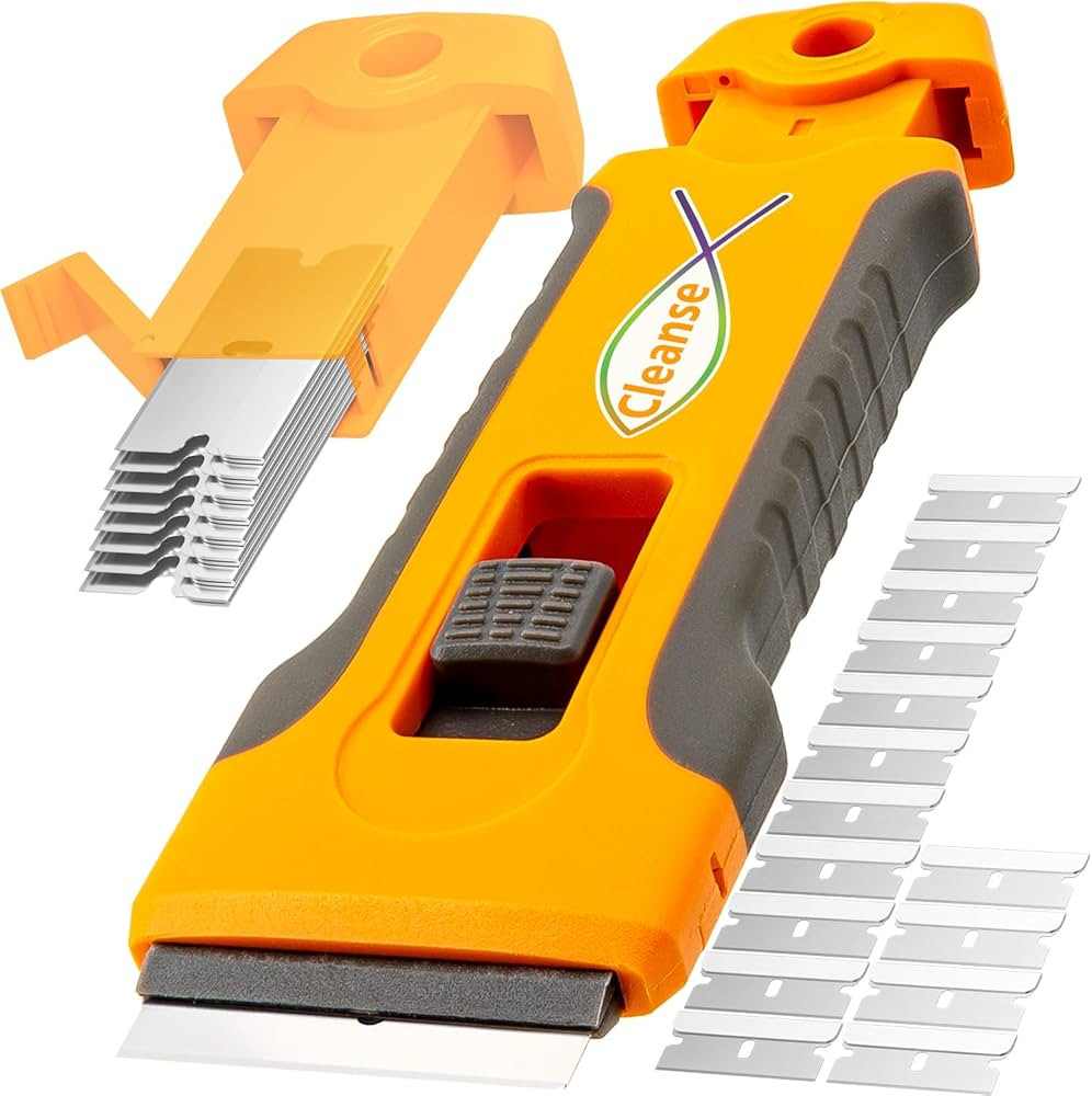 Razor Blade Scraper Tool with 15pcs Extra Blades, Cleaning Razor Scraper for Glass, Glass Top Sto... | Amazon (US)