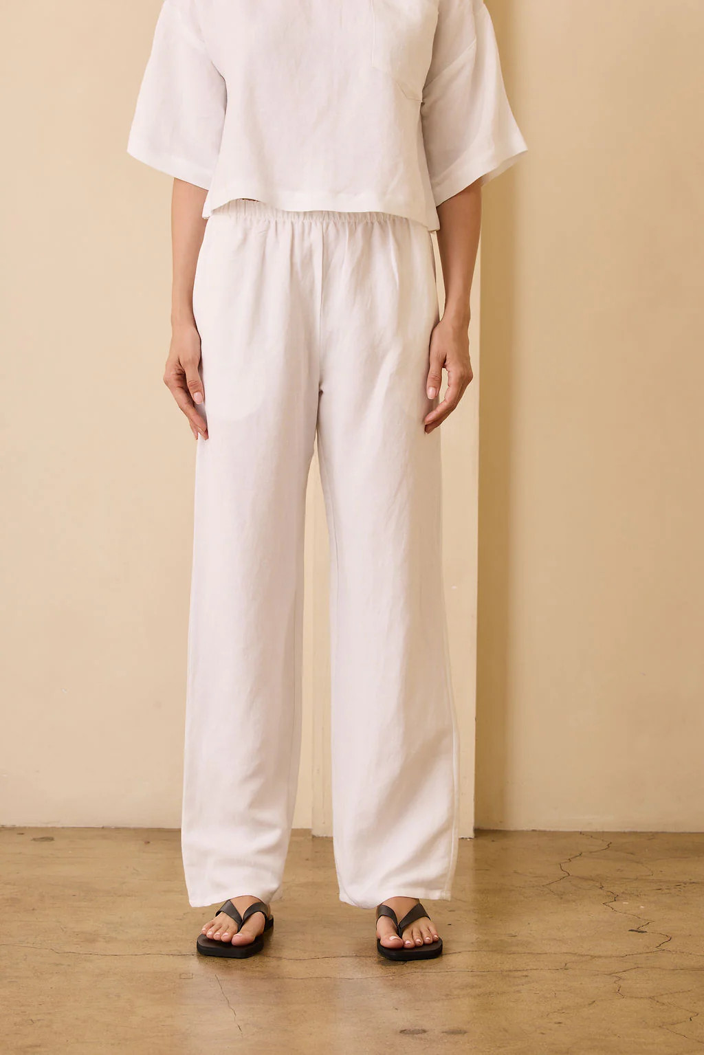 Stella Linen Blend Pants - White | Sunday Ritual