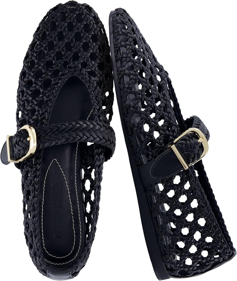 CUSHIONAIRE Wit Hand Woven Womens Flats, Comfortable Mary Jane Ballet Flat with Adjustable Buckle... | Amazon (US)