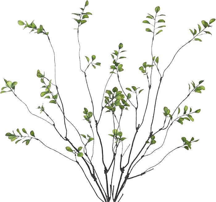 4 Pcs Artificial Greenery Stems Plants 35.4" Faux Branches for Vase Filler Fake Ficus Twig Plants... | Amazon (US)
