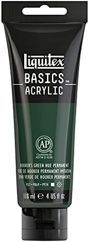 Liquitex Basics Acrylic Paint, 4-oz tube, Hooker’s Green Hue Permanent, 4 Fl | Amazon (US)