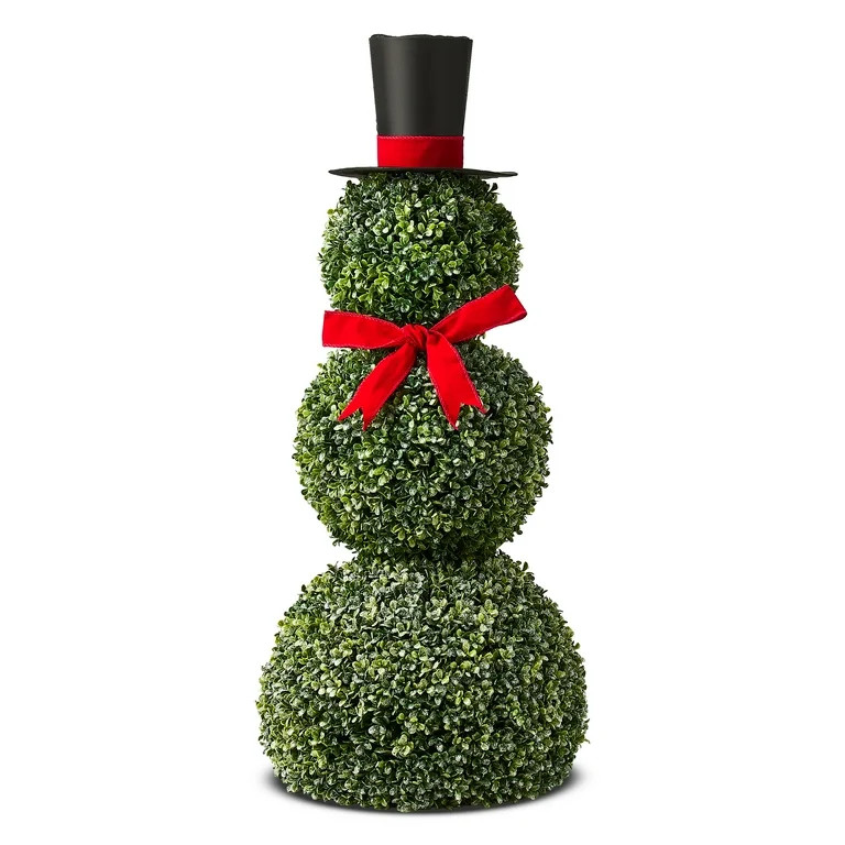 Snowman Boxwood Topiary Christmas Indoor/Outdoor Decoration, 32", by Holiday Time | Walmart (US)