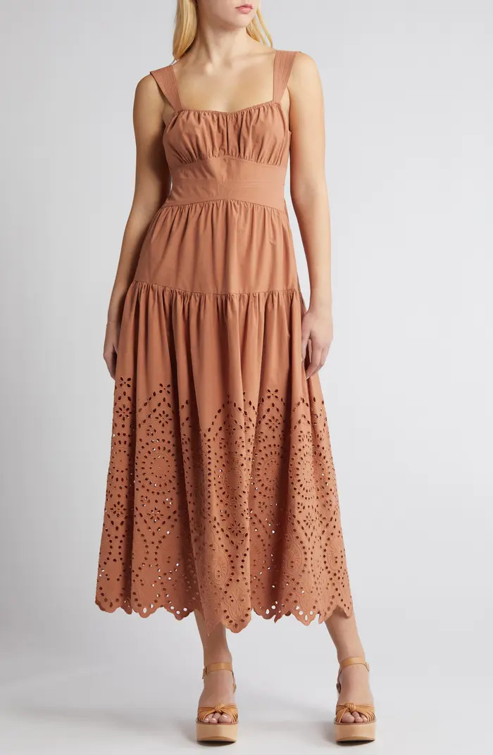 Eyelet Cotton Midi Sundress | Nordstrom