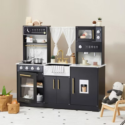 Tiny Land® Iconic Wooden Play Kitchen – Black Pretend Cooking Set for Kids | Target