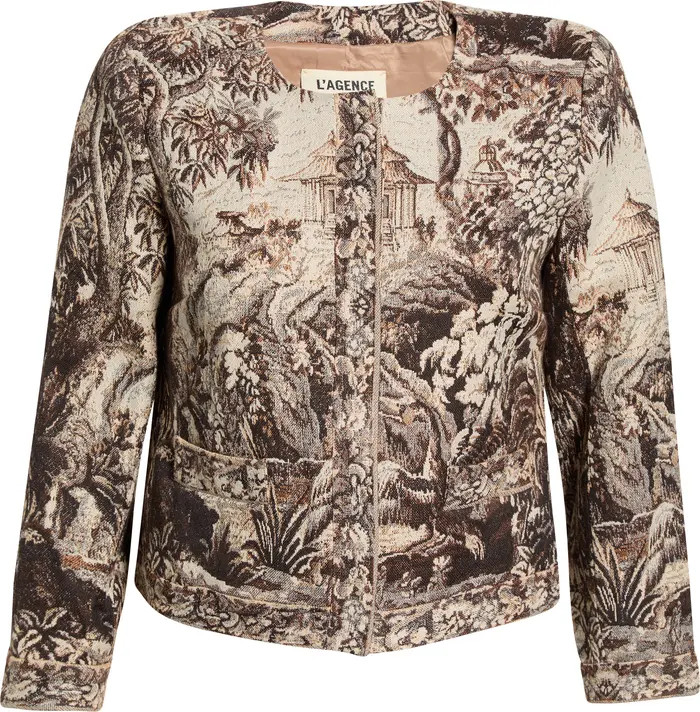 Lian Collarless Crop Cotton Blend Jacket | Nordstrom