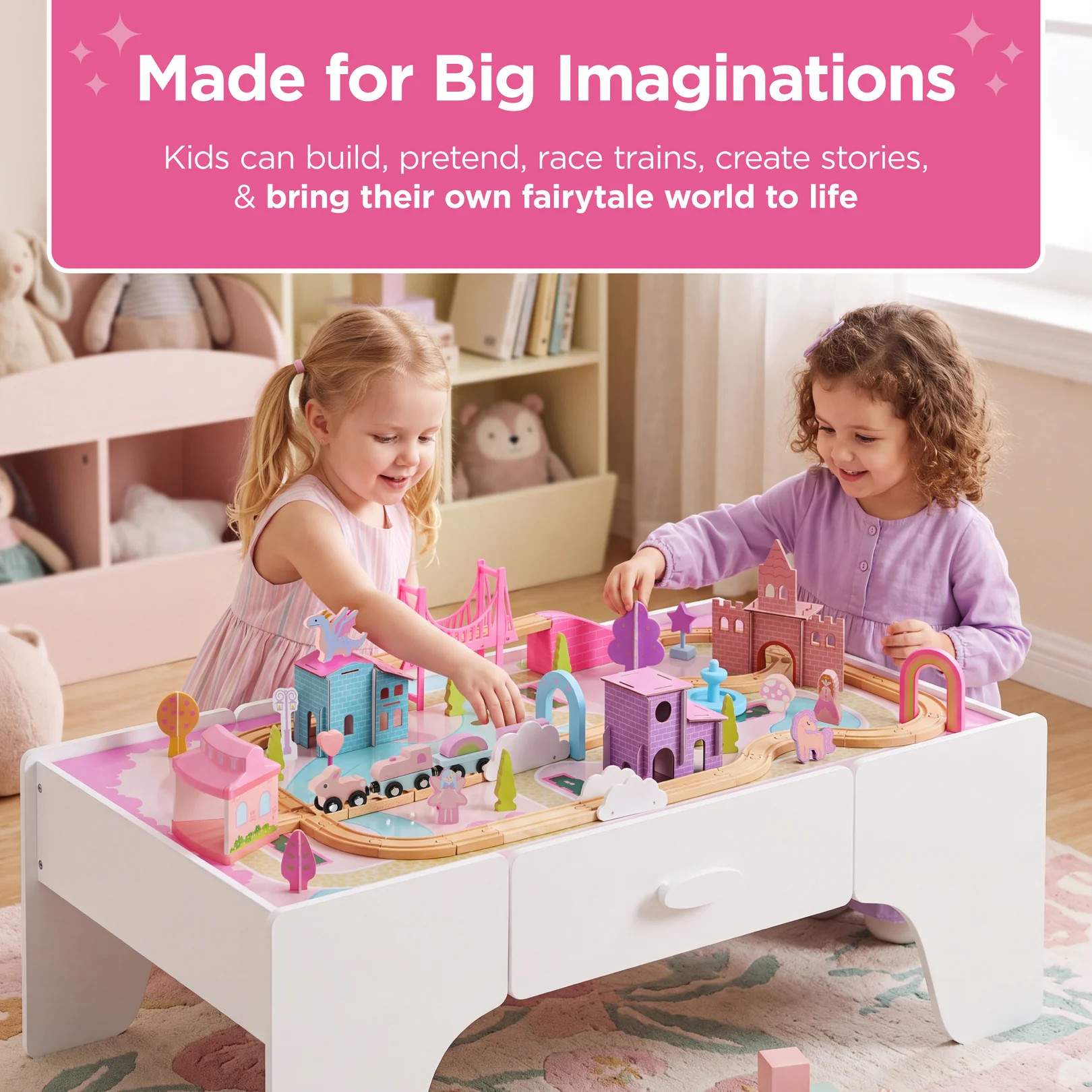 Princess Train Table for Toddlers, Train Set with Storage | Best Choice Products 