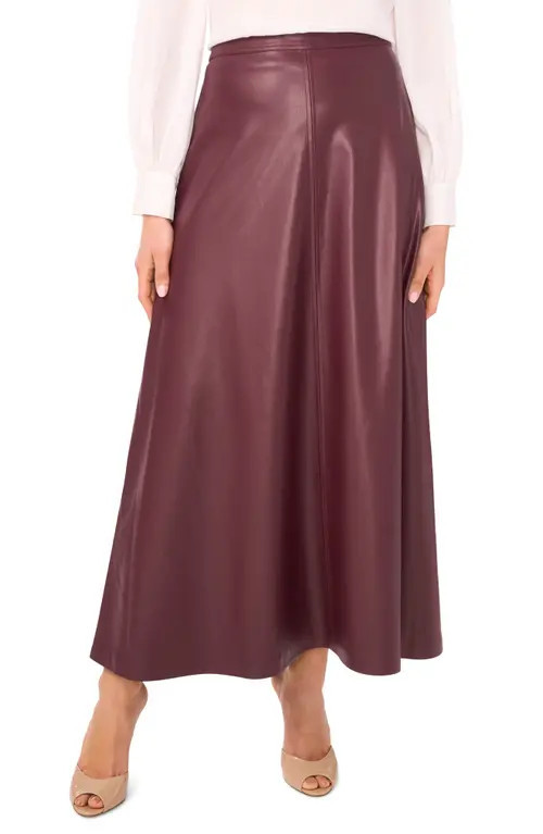 Vince Camuto Faux Leather A-Line Skirt in Grape Wine at Nordstrom, Size Small | Nordstrom