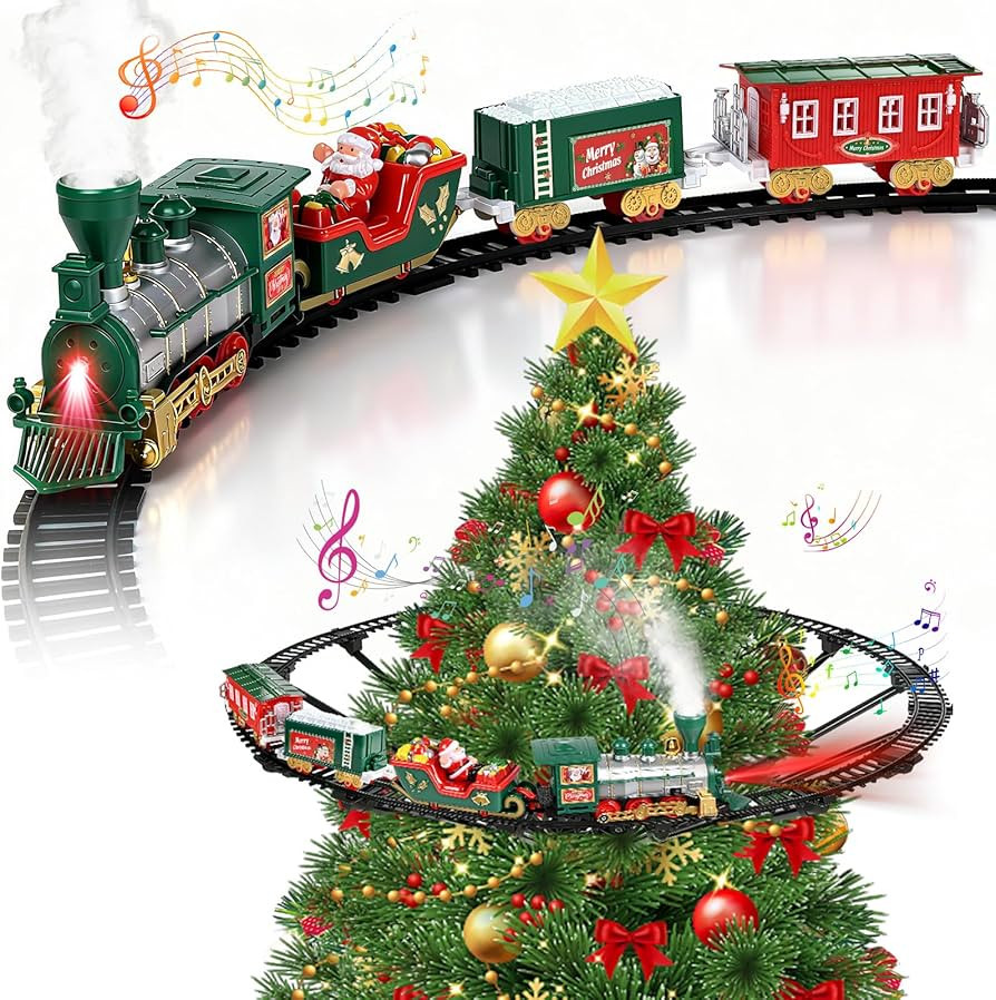 Hanging Christmas Train Set with Light/Smoke/Sound, Train Set Around Under The Christmas Tree, Be... | Amazon (US)