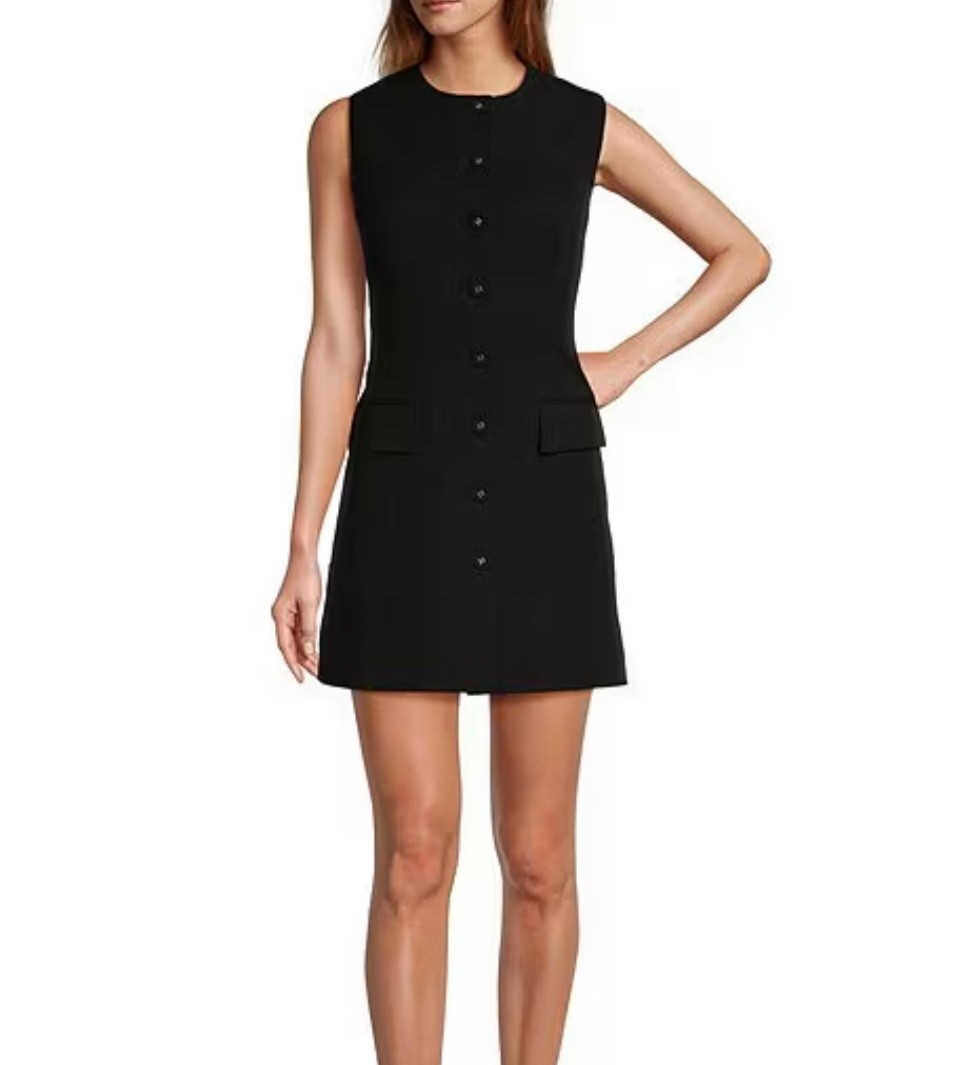 the best work dress!! 

antonio melani | dillards | work style | work dress | 9 to 5 style | corporate style | office fashion | work wear | work appropriate | black mini dress | black work dress | under $200