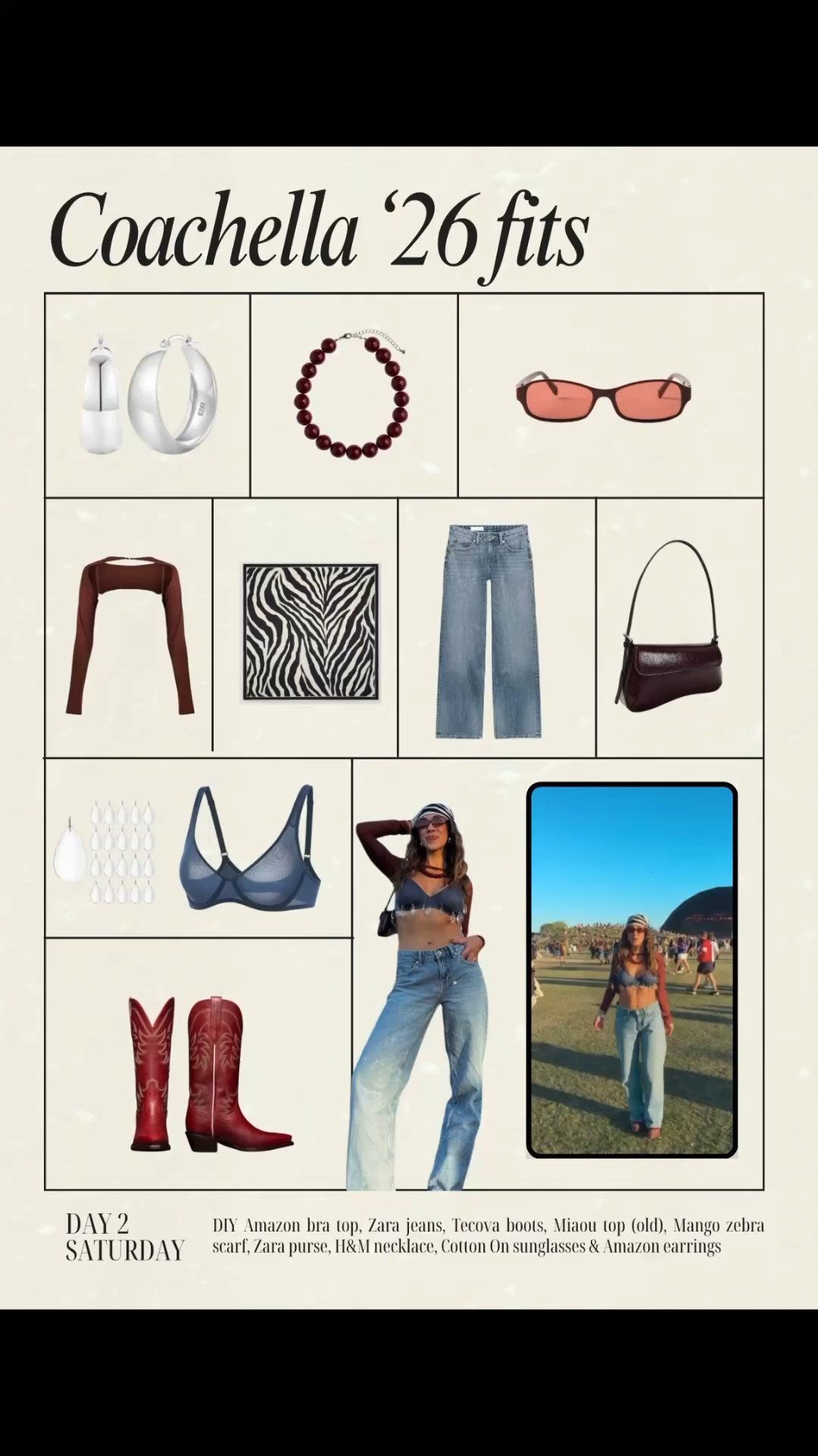 Coachella Day 2 🧿🎡❣️🦓
Linked as much as I could! See description in bottom of image for exact brands/shops. 

#festivalfashion #festival #coachella #outfitinspo #diy #coachellainspo #concert

#LTKootd #LTKdayinmylife #LTKFestival