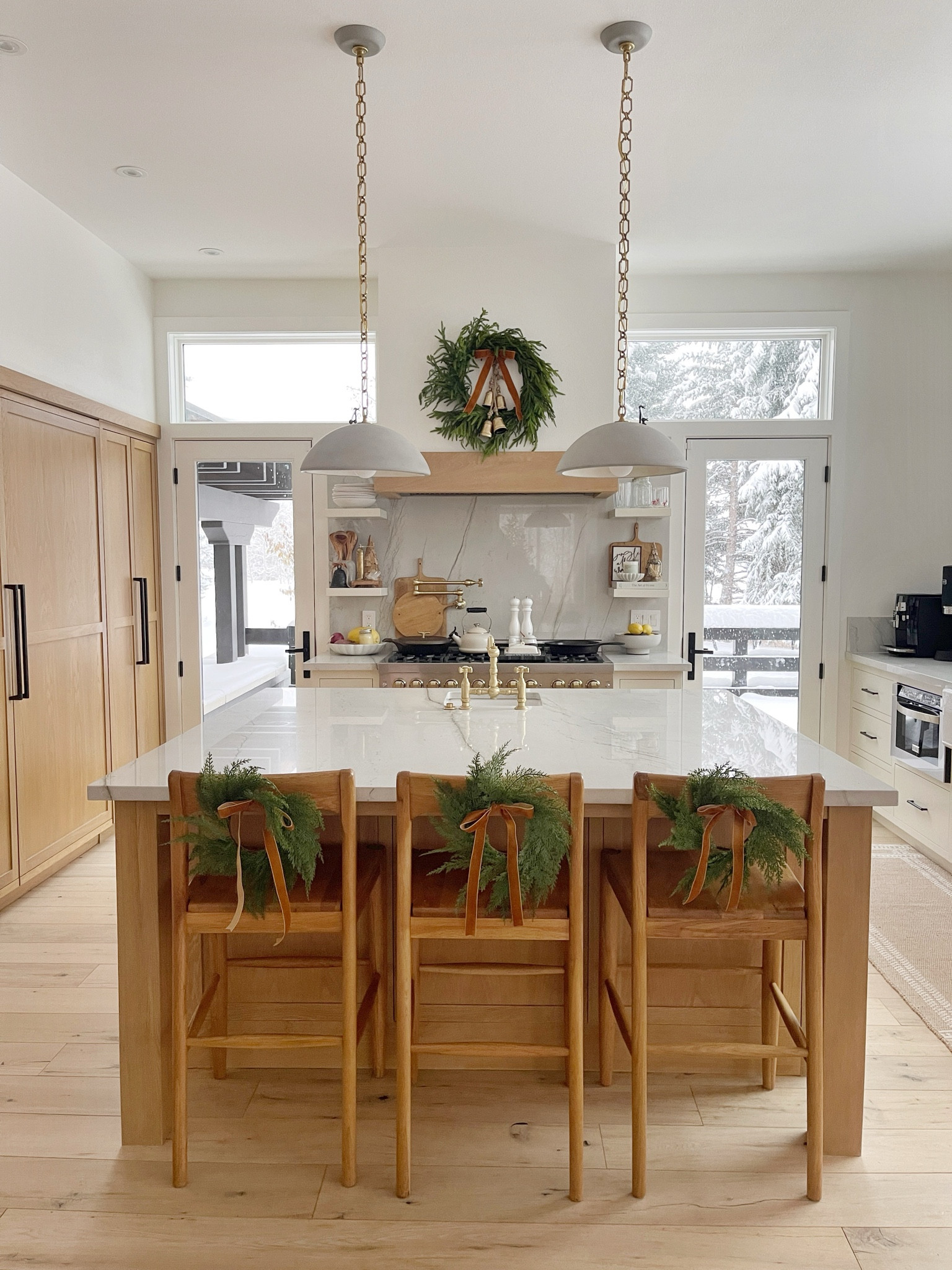 HOLIDAY \ Christmas decor touches in the kitchen: wreaths, bows and bells🔔🔔

Amazon 
Decorations 
Bar stools
Home 

#LTKHoliday #LTKHome #LTKFindsUnder50