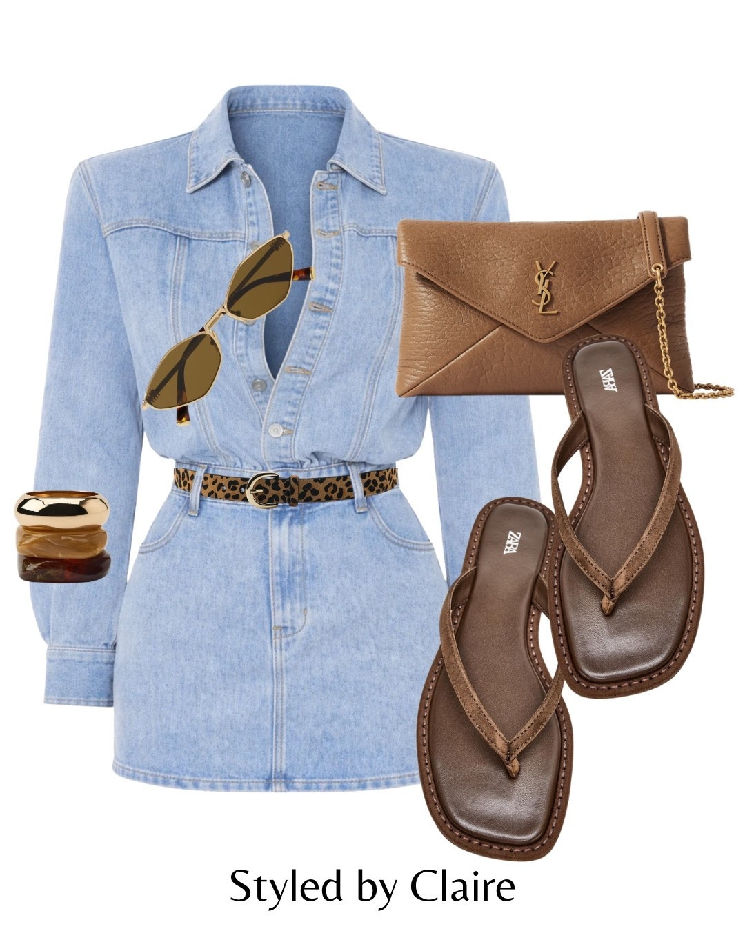 DENIM DRESS🦋
Tags: cool girl style girls night out suede strap sandals chocolate brown talk leather bag leopard animal print belt resin bracelets mini miu sunglasses diamond Zara noughts kisses fashion city break holiday vacation inspo outfit ideas ootd trend spring summer 

#LTKsummer #LTKstyletip #LTKspring