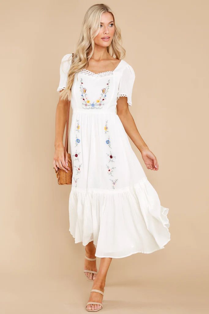 Wildflower Rendezvous White Midi Dress | Red Dress 